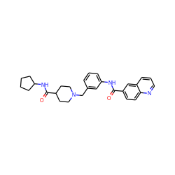 O=C(Nc1cccc(CN2CCC(C(=O)NC3CCCC3)CC2)c1)c1ccc2ncccc2c1 ZINC000210652595