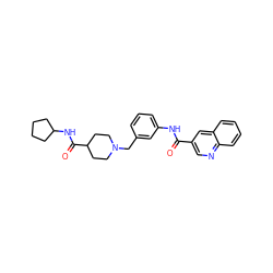 O=C(Nc1cccc(CN2CCC(C(=O)NC3CCCC3)CC2)c1)c1cnc2ccccc2c1 ZINC001772653450