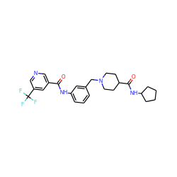 O=C(Nc1cccc(CN2CCC(C(=O)NC3CCCC3)CC2)c1)c1cncc(C(F)(F)F)c1 ZINC001772573027