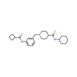 O=C(Nc1cccc(CN2CCC(C(=O)NC3CCCCC3)CC2)c1)C1CCC1 ZINC001772581627