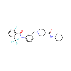 O=C(Nc1cccc(CN2CCC(C(=O)NC3CCCCC3)CC2)c1)c1c(F)cccc1C(F)(F)F ZINC001772604476