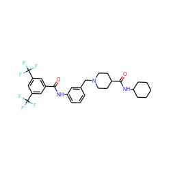 O=C(Nc1cccc(CN2CCC(C(=O)NC3CCCCC3)CC2)c1)c1cc(C(F)(F)F)cc(C(F)(F)F)c1 ZINC001772571551