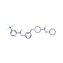 O=C(Nc1cccc(CN2CCC(C(=O)NC3CCCCC3)CC2)c1)c1cc(C(F)(F)F)ccn1 ZINC001772571415