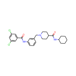 O=C(Nc1cccc(CN2CCC(C(=O)NC3CCCCC3)CC2)c1)c1cc(Cl)cc(Cl)c1 ZINC001772581355