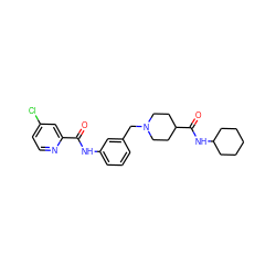 O=C(Nc1cccc(CN2CCC(C(=O)NC3CCCCC3)CC2)c1)c1cc(Cl)ccn1 ZINC001772605093