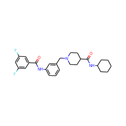 O=C(Nc1cccc(CN2CCC(C(=O)NC3CCCCC3)CC2)c1)c1cc(F)cc(F)c1 ZINC001772589872