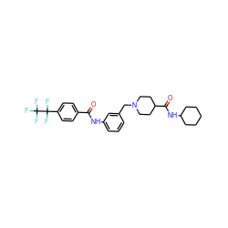 O=C(Nc1cccc(CN2CCC(C(=O)NC3CCCCC3)CC2)c1)c1ccc(C(F)(F)C(F)(F)F)cc1 ZINC001772645331