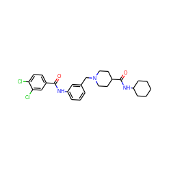 O=C(Nc1cccc(CN2CCC(C(=O)NC3CCCCC3)CC2)c1)c1ccc(Cl)c(Cl)c1 ZINC000210685134