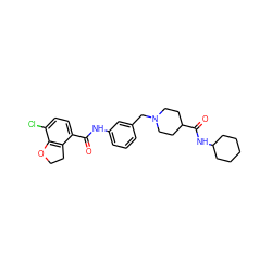 O=C(Nc1cccc(CN2CCC(C(=O)NC3CCCCC3)CC2)c1)c1ccc(Cl)c2c1CCO2 ZINC001772645393