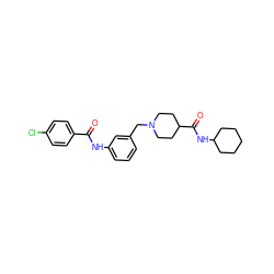 O=C(Nc1cccc(CN2CCC(C(=O)NC3CCCCC3)CC2)c1)c1ccc(Cl)cc1 ZINC001772573188