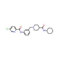 O=C(Nc1cccc(CN2CCC(C(=O)NC3CCCCC3)CC2)c1)c1ccc(Cl)cn1 ZINC000210605594