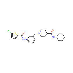 O=C(Nc1cccc(CN2CCC(C(=O)NC3CCCCC3)CC2)c1)c1ccc(Cl)s1 ZINC000210693308