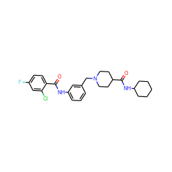 O=C(Nc1cccc(CN2CCC(C(=O)NC3CCCCC3)CC2)c1)c1ccc(F)cc1Cl ZINC001772593871