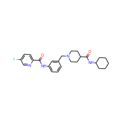 O=C(Nc1cccc(CN2CCC(C(=O)NC3CCCCC3)CC2)c1)c1ccc(F)cn1 ZINC000210597012