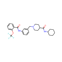 O=C(Nc1cccc(CN2CCC(C(=O)NC3CCCCC3)CC2)c1)c1ccccc1OC(F)(F)F ZINC000210685095