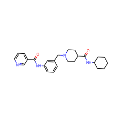 O=C(Nc1cccc(CN2CCC(C(=O)NC3CCCCC3)CC2)c1)c1cccnc1 ZINC001772597836