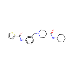 O=C(Nc1cccc(CN2CCC(C(=O)NC3CCCCC3)CC2)c1)c1cccs1 ZINC001772616159