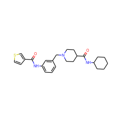 O=C(Nc1cccc(CN2CCC(C(=O)NC3CCCCC3)CC2)c1)c1ccsc1 ZINC000210670175