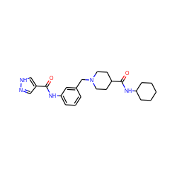 O=C(Nc1cccc(CN2CCC(C(=O)NC3CCCCC3)CC2)c1)c1cn[nH]c1 ZINC001772621579