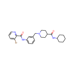 O=C(Nc1cccc(CN2CCC(C(=O)NC3CCCCC3)CC2)c1)c1ncccc1Br ZINC001772603446