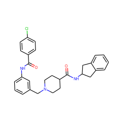 O=C(Nc1cccc(CN2CCC(C(=O)NC3Cc4ccccc4C3)CC2)c1)c1ccc(Cl)cc1 ZINC001772601959