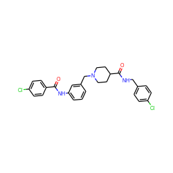 O=C(Nc1cccc(CN2CCC(C(=O)NCc3ccc(Cl)cc3)CC2)c1)c1ccc(Cl)cc1 ZINC001772606302