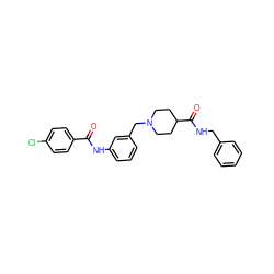 O=C(Nc1cccc(CN2CCC(C(=O)NCc3ccccc3)CC2)c1)c1ccc(Cl)cc1 ZINC001772615039