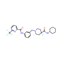 O=C(Nc1cccc(CN2CCC(F)(C(=O)NC3CCCCC3)CC2)c1)c1cccc(C(F)(F)F)n1 ZINC001772615356