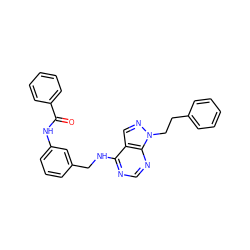 O=C(Nc1cccc(CNc2ncnc3c2cnn3CCc2ccccc2)c1)c1ccccc1 ZINC000103253411