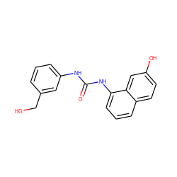 O=C(Nc1cccc(CO)c1)Nc1cccc2ccc(O)cc12 ZINC000071332830