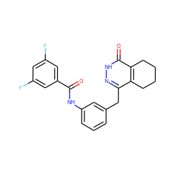 O=C(Nc1cccc(Cc2n[nH]c(=O)c3c2CCCC3)c1)c1cc(F)cc(F)c1 ZINC000167279670