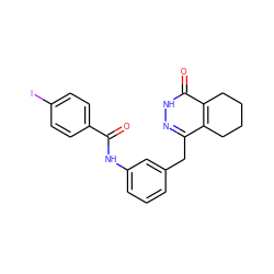 O=C(Nc1cccc(Cc2n[nH]c(=O)c3c2CCCC3)c1)c1ccc(I)cc1 ZINC000167838465