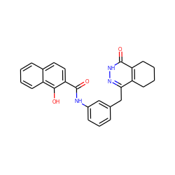 O=C(Nc1cccc(Cc2n[nH]c(=O)c3c2CCCC3)c1)c1ccc2ccccc2c1O ZINC000142049742