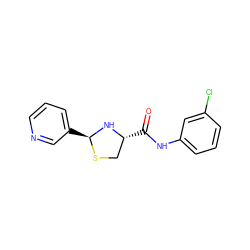 O=C(Nc1cccc(Cl)c1)[C@@H]1CS[C@@H](c2cccnc2)N1 ZINC000013737569