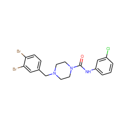 O=C(Nc1cccc(Cl)c1)N1CCN(Cc2ccc(Br)c(Br)c2)CC1 ZINC000035936338