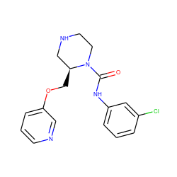 O=C(Nc1cccc(Cl)c1)N1CCNC[C@@H]1COc1cccnc1 ZINC000114577195