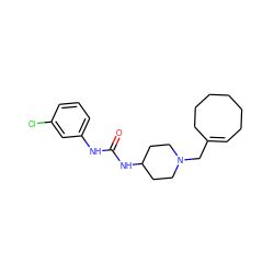 O=C(Nc1cccc(Cl)c1)NC1CCN(CC2=CCCCCCC2)CC1 ZINC000028708486