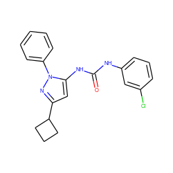 O=C(Nc1cccc(Cl)c1)Nc1cc(C2CCC2)nn1-c1ccccc1 ZINC000096273848