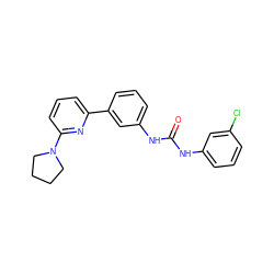 O=C(Nc1cccc(Cl)c1)Nc1cccc(-c2cccc(N3CCCC3)n2)c1 ZINC000299837873