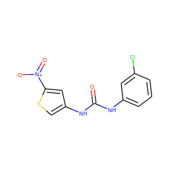 O=C(Nc1cccc(Cl)c1)Nc1csc([N+](=O)[O-])c1 ZINC000004323513