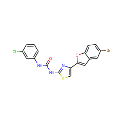 O=C(Nc1cccc(Cl)c1)Nc1nc(-c2cc3cc(Br)ccc3o2)cs1 ZINC000473087487