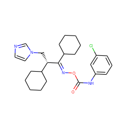 O=C(Nc1cccc(Cl)c1)O/N=C(\C1CCCCC1)[C@@H](Cn1ccnc1)C1CCCCC1 ZINC000058523608