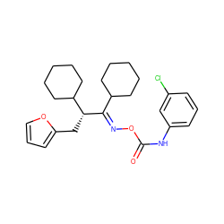 O=C(Nc1cccc(Cl)c1)O/N=C(\C1CCCCC1)[C@H](Cc1ccco1)C1CCCCC1 ZINC000058502195