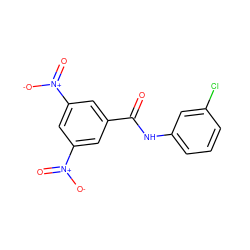 O=C(Nc1cccc(Cl)c1)c1cc([N+](=O)[O-])cc([N+](=O)[O-])c1 ZINC000003152018