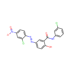 O=C(Nc1cccc(Cl)c1)c1cc(N=Nc2ccc([N+](=O)[O-])cc2Cl)ccc1O ZINC000263596914