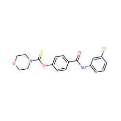 O=C(Nc1cccc(Cl)c1)c1ccc(OC(=S)N2CCOCC2)cc1 ZINC000000725478