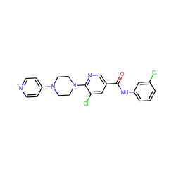 O=C(Nc1cccc(Cl)c1)c1cnc(N2CCN(c3ccncc3)CC2)c(Cl)c1 ZINC000045190797