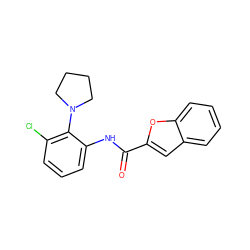 O=C(Nc1cccc(Cl)c1N1CCCC1)c1cc2ccccc2o1 ZINC000000528385