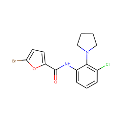 O=C(Nc1cccc(Cl)c1N1CCCC1)c1ccc(Br)o1 ZINC000001050631