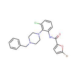 O=C(Nc1cccc(Cl)c1N1CCN(Cc2ccccc2)CC1)c1ccc(Br)o1 ZINC000062241852